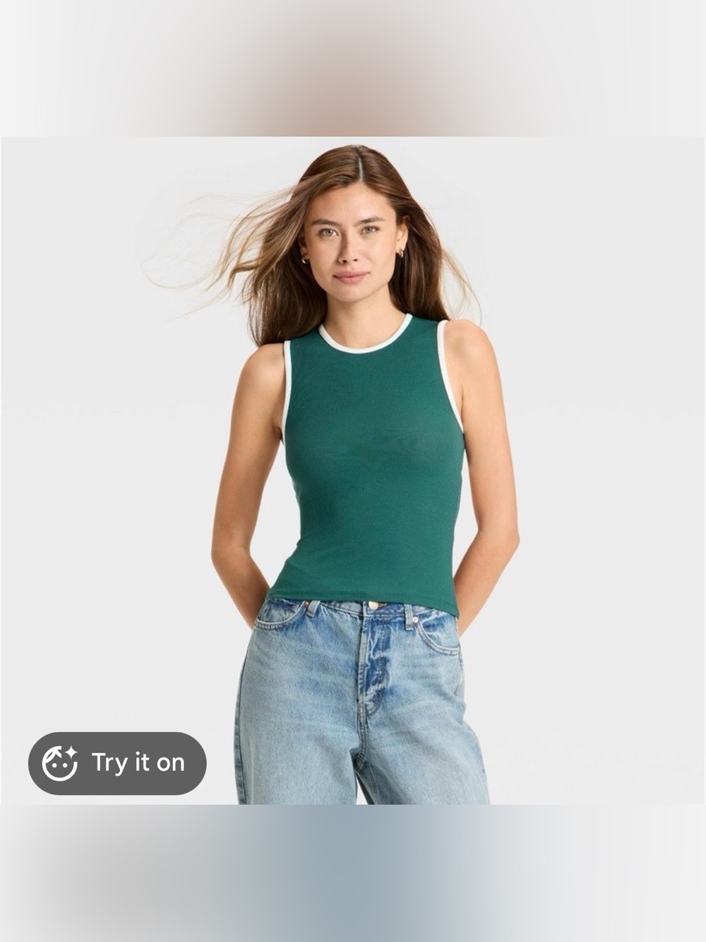 Wild Fable Open Back Ribbed Trim Top NWT